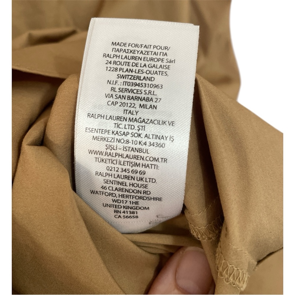 Tan Ralph Lauren Black Label Button Down Twist Women's Top Cotton Blend Size XL - Picture 4 of 5